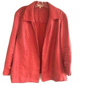 Choices Women's XL Cardigan Shirt Shimmer Metallic Red Orange Office Casual Part